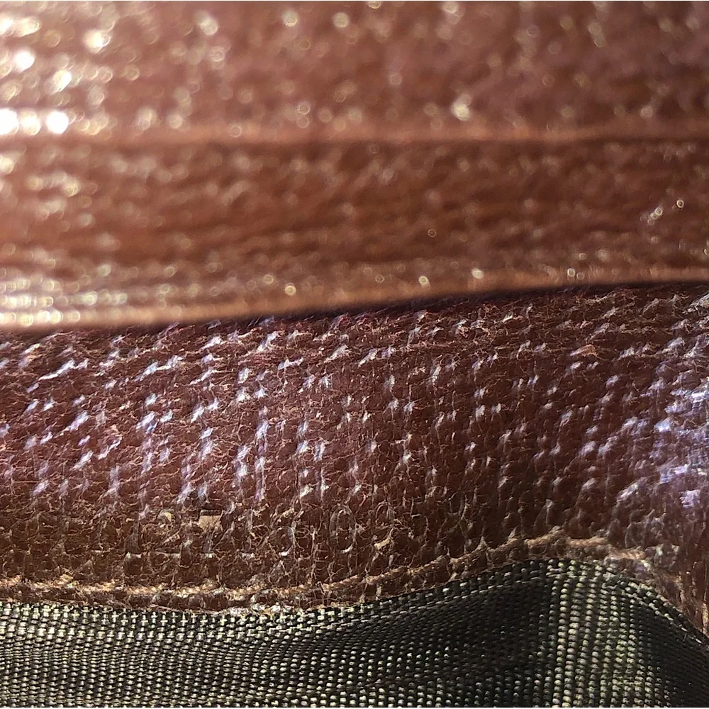 GUCCI GG Web Monogram Brown Leather Tan Canvas Trifold Wallet